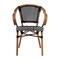 Merrick Lane Sacha Stacking Thonet Bistro Style Chair with Arms, PE Rattan Seat, and Bamboo Finished Metal Frame for Indoor/Outdoor Use